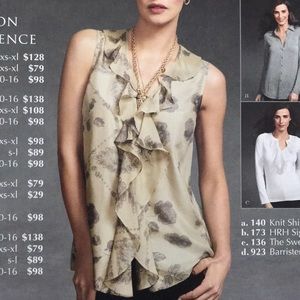 CAbi Tranquil Floral Ruffled Sleeveless Blouse